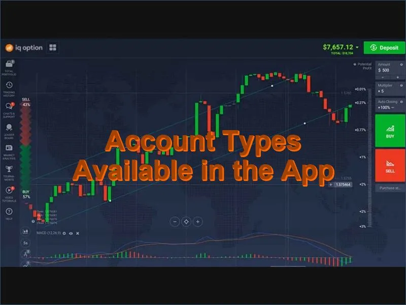 Comparison of demo, real and VIP account types available in the IQ Option app