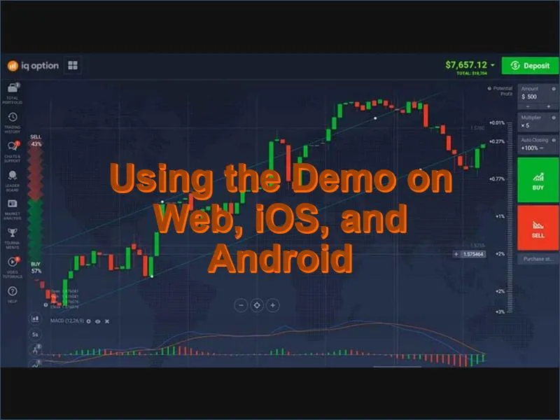 IQ Option demo account access across web browser, iOS app, and Android app
